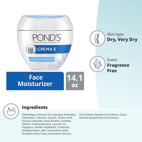 Pond's Crema S Nourishing Face Moisturizer for Women for Dry to Very Dry Skin - Picture 9 of 10