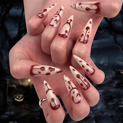 Long pointed wearable nail art