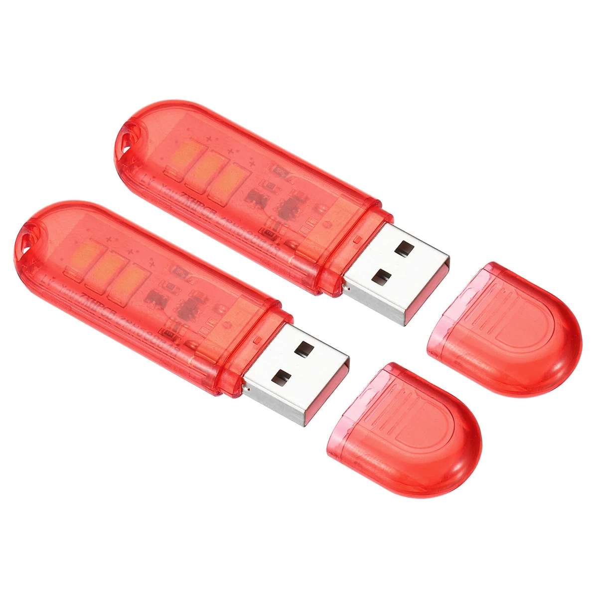 2Pcs USB Night Light Portable Plug in 3 LED Lamp Stick Touch Switch Red