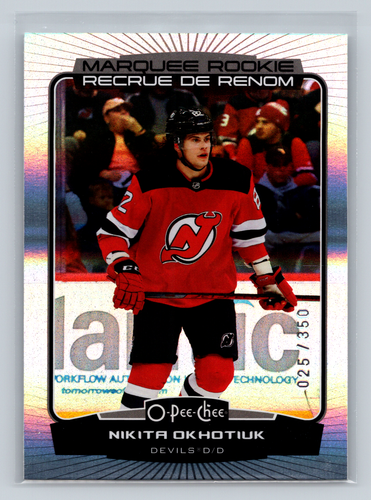 2022-2023 UD O-Pee-Chee #596 Nikita Okhotiuk RC- Rookie Rainbow-025/350 - Devils - 第 1/2 張圖片