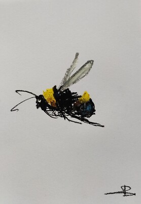 Hummel Original Öl Pastell Zeichnung 12x8'' VIVEK MANDALIA Sammlerstück signiert 