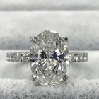 4Ct Oval Cut Lab Created Diamond Solitaire Engagement Ring 14K White Gold Plated