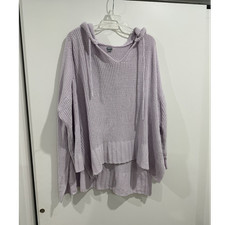 aerie Women's Solid Purple Knit Hooded Pullover Hoodie Sweater Size M