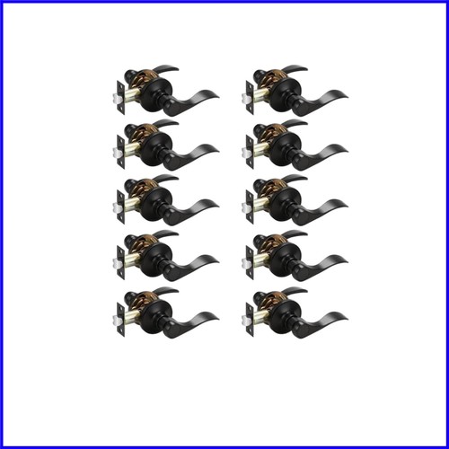 10 Matte Black Door Levers - Keyless Passage Lockset for Contemporary Interiors - 第 1/9 張圖片