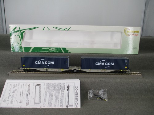 MEHANO Spur H0 55941 Doppelcontainer Container Car "CMA CGM" in OVP | Zustand: Gebraucht