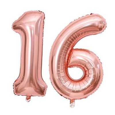 16 Number Balloons Giant Jumbo Huge 16 61 Foil 40 Inch Rose Gold Rose Gold 16