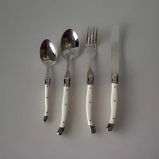 Vintage Laguiole By Flying Colors 4 Piece Set White Stainless Flatware *read