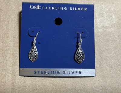 Belk Silverworks Filigree Teardrop Earrings in 925 Sterling Silver