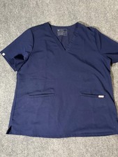 FIGS Shirt Womens XXL Blue V Neck Short Sleeve Scrub Top Tunic Medical Nurse