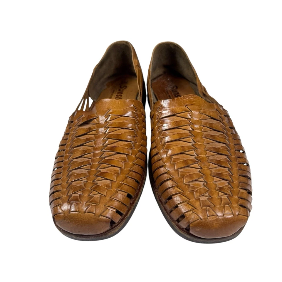Sunsteps Shoes Sandals Mens 10.5  Brown Leather Hand Woven Slip On - Image 2 of 4