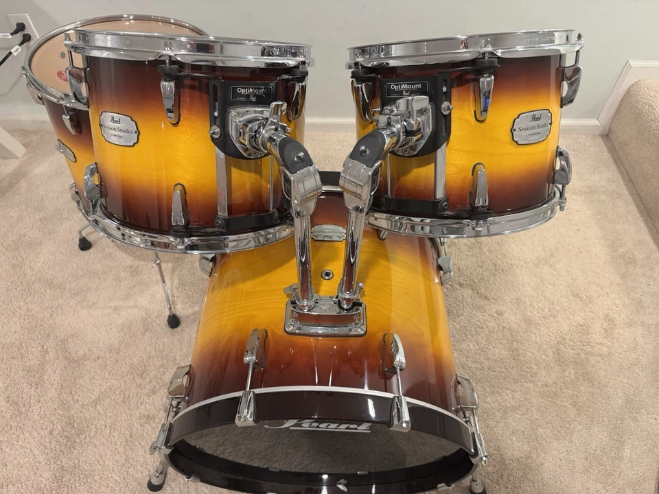 Pearl Session Studio Drum Set All Birch Shells 5 Piece Sunburst Lacquer Drumset - Image 4 of 4