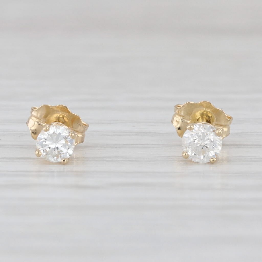 0.29ctw Round Solitaire Diamond Stud Earrings 14k… - image 1
