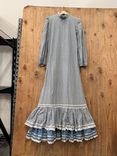 Vintage 60s 70s Americana Prairie Dress Size Medium Cotton Cottage Core Lace