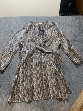 Ava Viv Women's Size 3X Balloon Long Sleeve Midi Wrap Dress Snake Print 0917