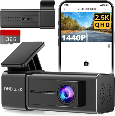 Dash Cam WiFi 2.5K Dashcam,  Front Car Camera for Cars