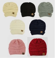 CC Winter Beanie Knit Thick Cap Hat Unisex Men & Women Solid Color
