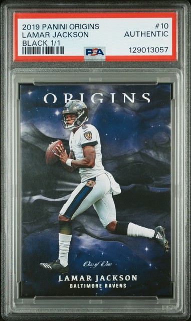 2019 Panini Origins Lamar Jackson #10 Black 1/1 PSA Authentic Ravens 2nd Year