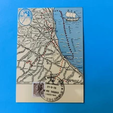 MAP ITINERARY OF THE DRAWING OF THE RESCUE OF GARIBALDI COLOR POSTCARD S
