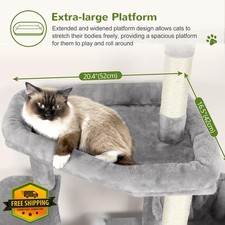 Globlazer 68in Cat Tree Cloud Grey Large Adult Cats 20lbs Heavy Duty