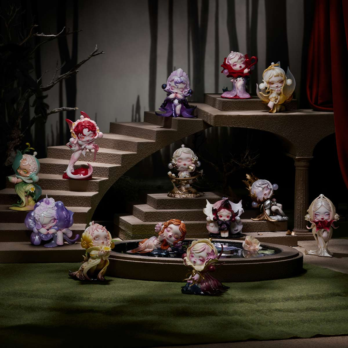 POPMART SKULLPANDA 4点セット POP MART SKULLPANDA Petals in Four Acts Series Figures - US FAST