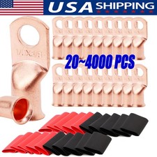 4000pcs 1/0 AWG Gauge Copper Lugs w/ BLACK  RED Heat Shrink Ring Terminals Lot