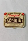 Vintage Certified Brand Aspirin Tin A&S Pharmaceutical Bridgeport CT 1939 Prop