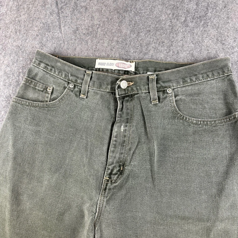 Pantalones Cortos de Jean Sueltos Sueltos Gloria Desteñidos Para Hombre Verde Talla 32 x 9.5 Denim Skate Años 90 De Colección Foto 4 de 4