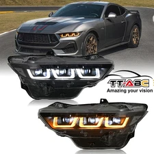 Full LED Headlight for 2024 2025 2026 Ford Mustang w/White or Yellow DRL Lamps
