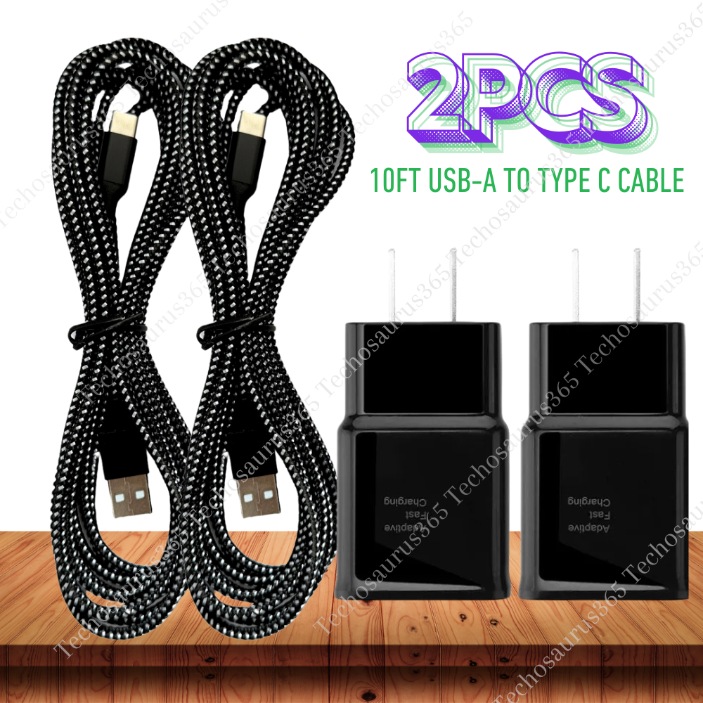 USB A Adapter Fast Charger TypeC Cord 10FT Cable For Samsung iPhone 15 16 17 16e