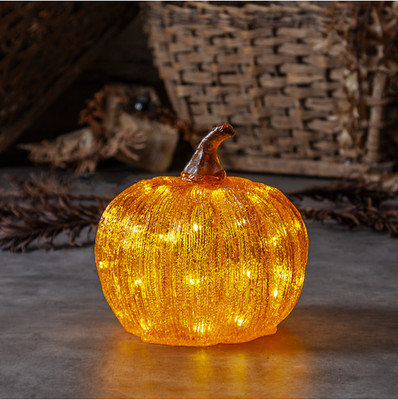 LED Halloween Kürbis Harvy, außen, Ø 25cm, 50 warmweiße LEDs, batteriebetrieb