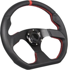 350mm D Steering Wheel Black Red Leather 350mm D Steering Wheel Black Red Leather
