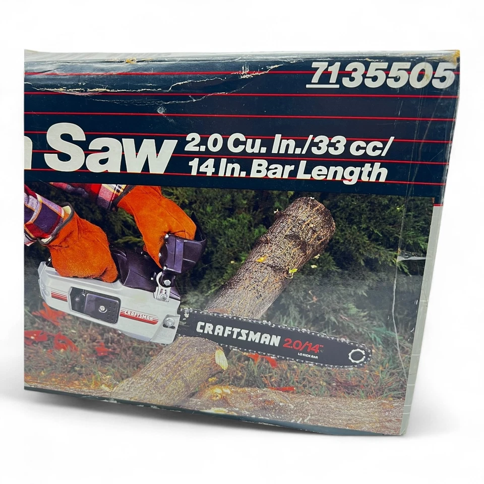 Motosierra de gas Sears Craftsman 7135505 33cc 14" barra 358.355051 1987 de colección Foto 4 de 4