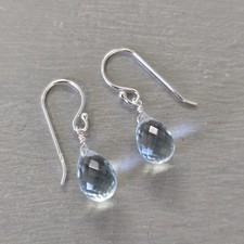 925 Silver Aquamarine Quartz gemstone earrings March  Birthstone Jewellery  gift