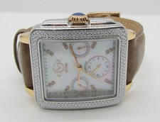 GERVIL GV2 BARI 9214 LE 241/500 MOP CHRONOGRAPH LEATHER QUARTZ 32MM WRIST WATCH