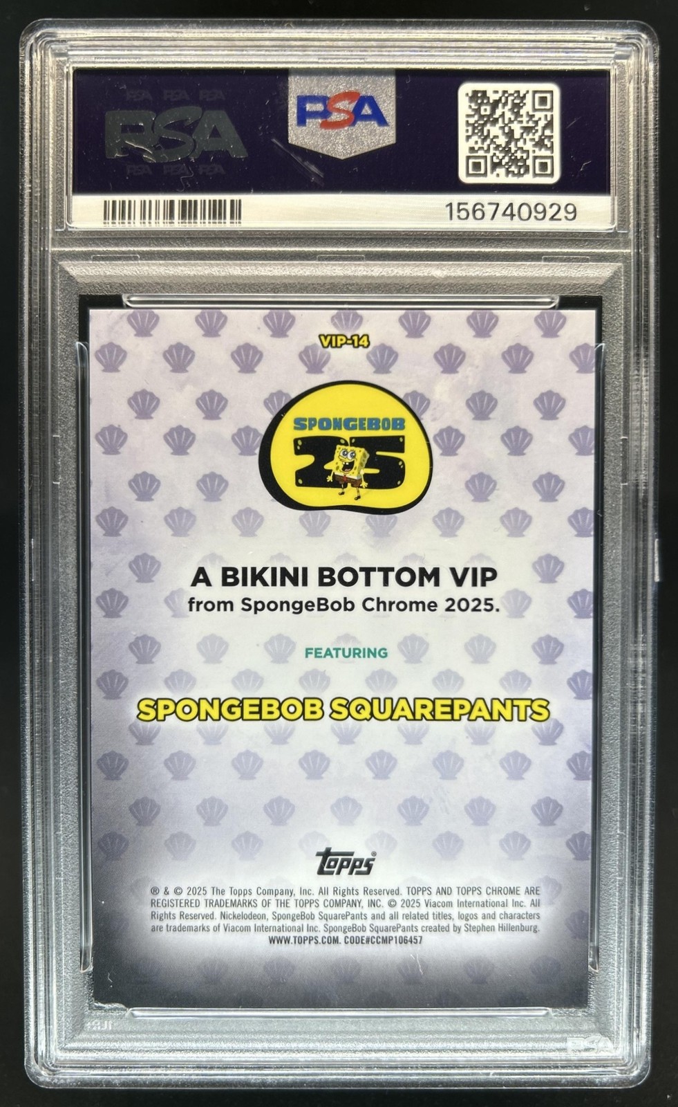 2025 Topps Chrome SpongeBob Squarepants Bikini Bottom VIPs #VIP-14 PSA 7 view 2