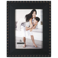 Malden International Designs 5X7 Black Bead Wood Mat Picture Frame Mdf Wood