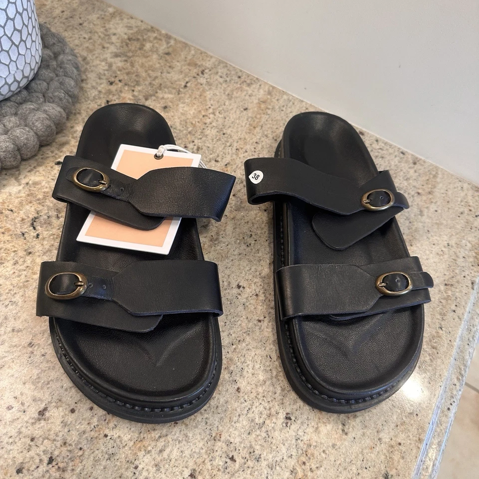 Liberte Leather Sandals - Amalfi Sandal - Black - Size 7.5 [38] New - Image 4 of 4