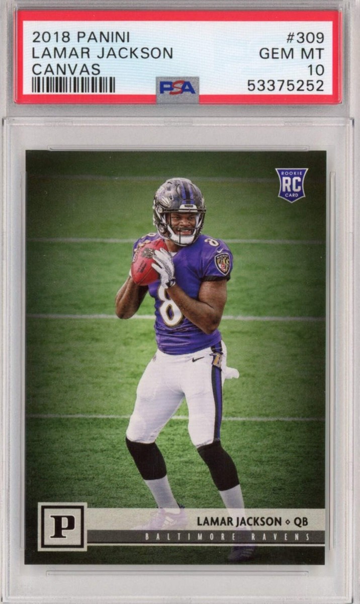 Graded 2018 Panini Lamar Jackson #309 Canvas Rookie RC Football