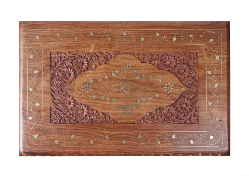 Handcrafted Wooden Nesting Tables Set of 4 with Brass Inlay – Living Room Decor - Image 3 of 4