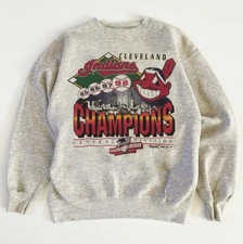 90s Cleveland Indians Sweatshirt 1998 Crewneck Guardians Division Champs HN0334