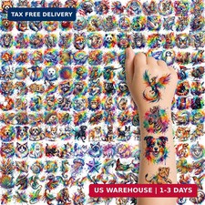 180PCS Kids Temporary Tattoos, Pre-Cut Watercolor Animal Stickers, Party Favors