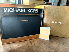 NWT Michael Kors Large Black Leather Crossbody Bag, W/ Wide Strap & Gift Box