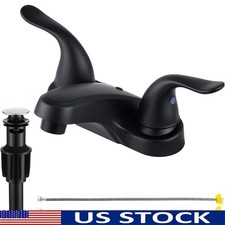 Dual Lever Bathroom Faucet Easy Install Pop-up Drain 4" Centerset 2-Hole New