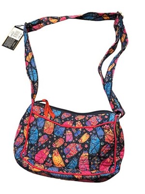 NWT Laurel Burch Feline Fam Quilted Cloth Crossbody