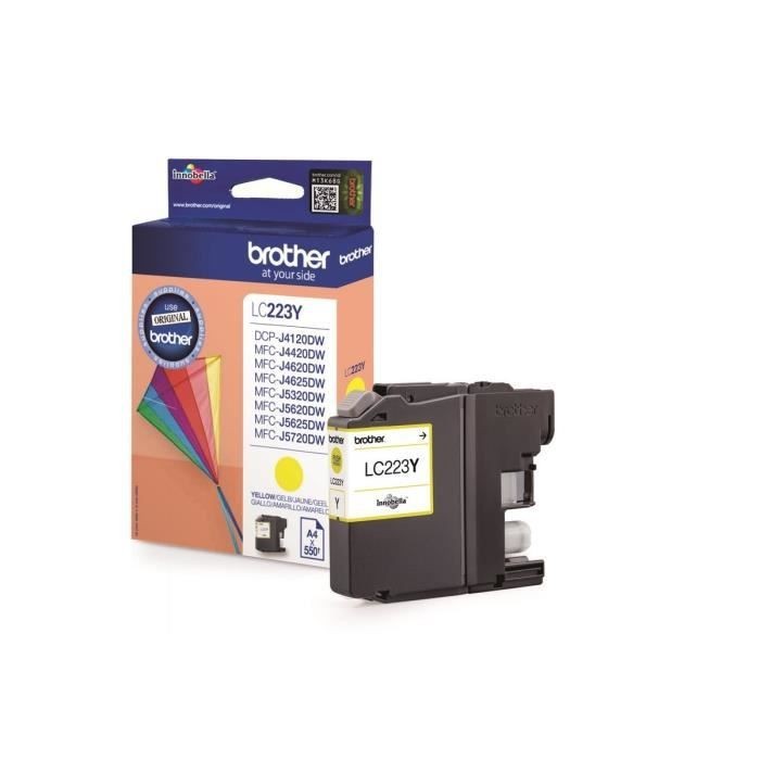 Cartouche d'encre jaune Brother LC223Y originale pour imprimantes jet d'encre MFC et DCP
