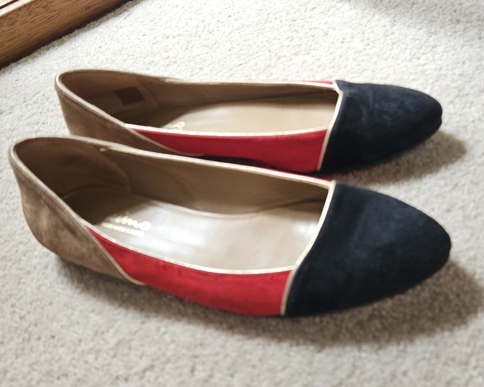 Gaimo Women’s Suede Colourblock Ballet Flats Slip-On Round Toe EU 41 AU 10