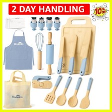 29 PCS Wooden Kids Cooking Set, Toddler Montessori Cooking Baking Kitchen T...