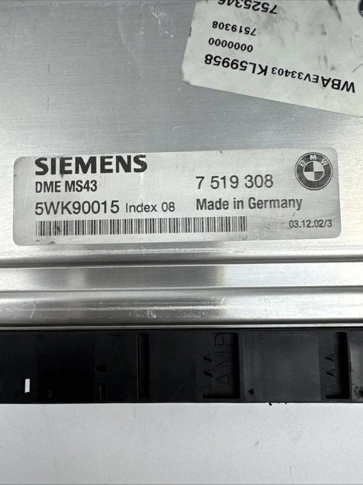 BMW 330CI E46 DME MS43 2001-2006 UNIDAD DE CONTROL DEL MOTOR ECU 7519308 OEM Foto 2 de 4