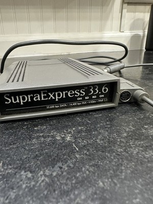 SupraExpress 33.6 External Fax Modem V.42bis Vintage Computer Accessory