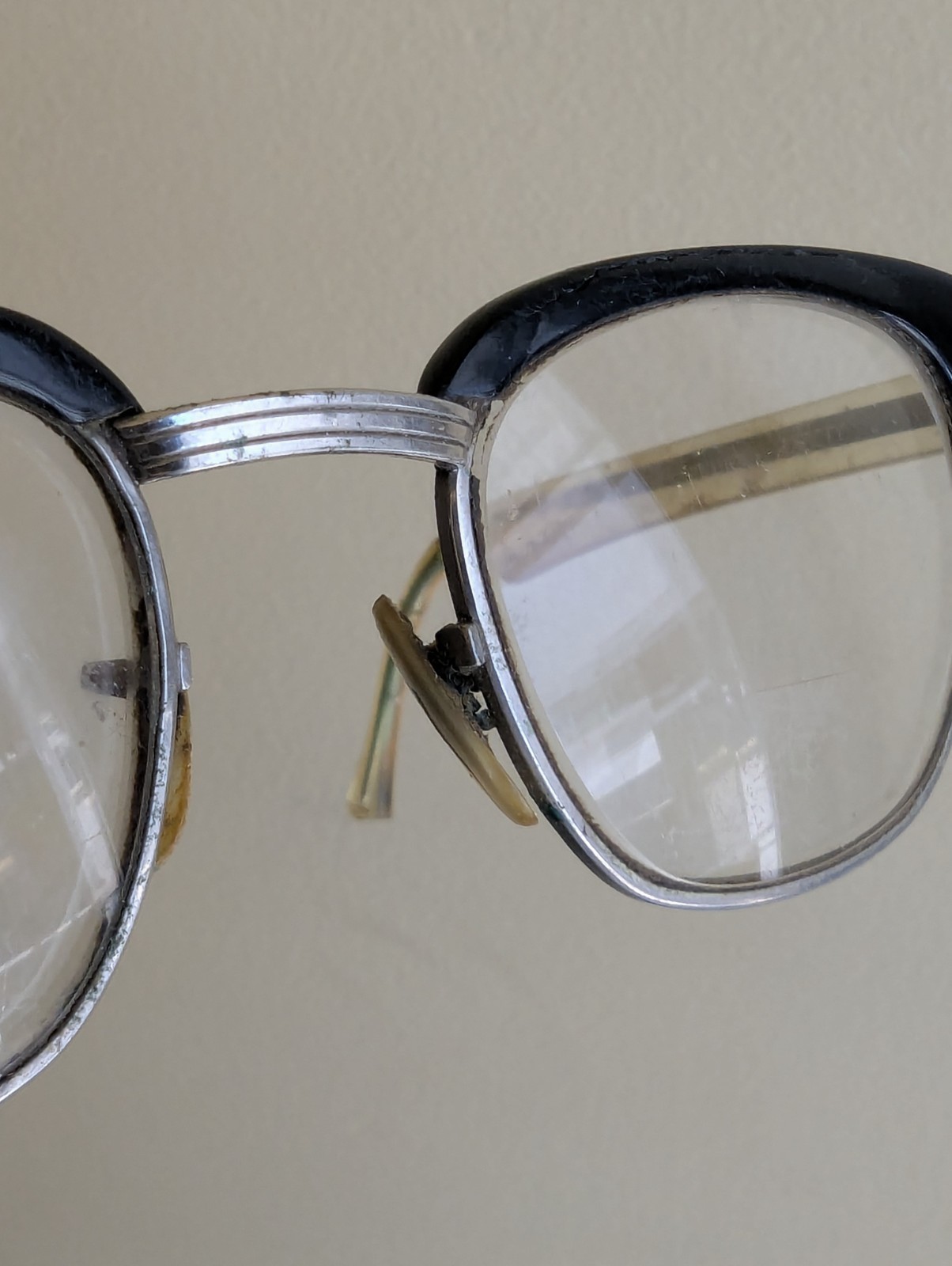VTG 1950s Bausch & Lomb Safety 5 1/2 Black Browline Glasses – 22 B&L 46 – KSPA1